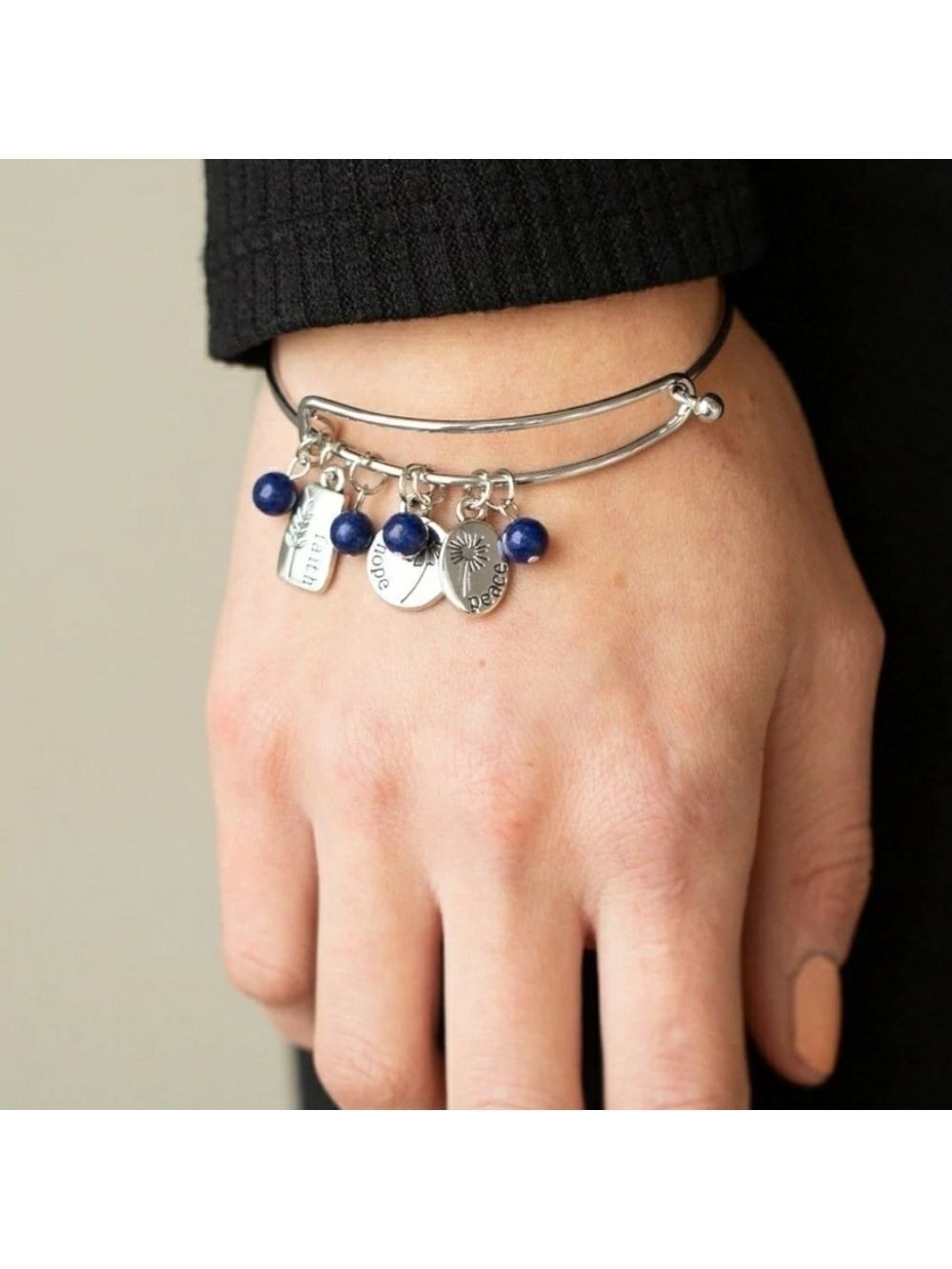 Growing strong bangle bracelet silvertone Faith Hope Peace